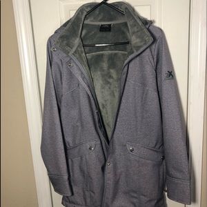Jacket with removable hood.